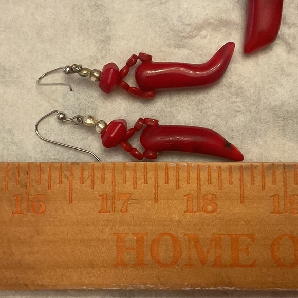 Red Genuine Coral white pearl beads Necklace Earrings set - Picture 12 of 12